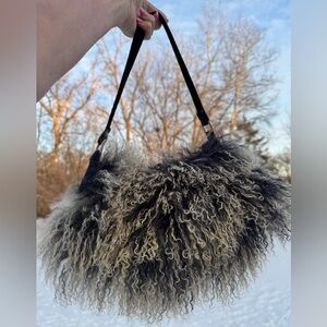 Arden B Mongolian Lamb Fur Shaggy Shoulder Bag NWT Y2K